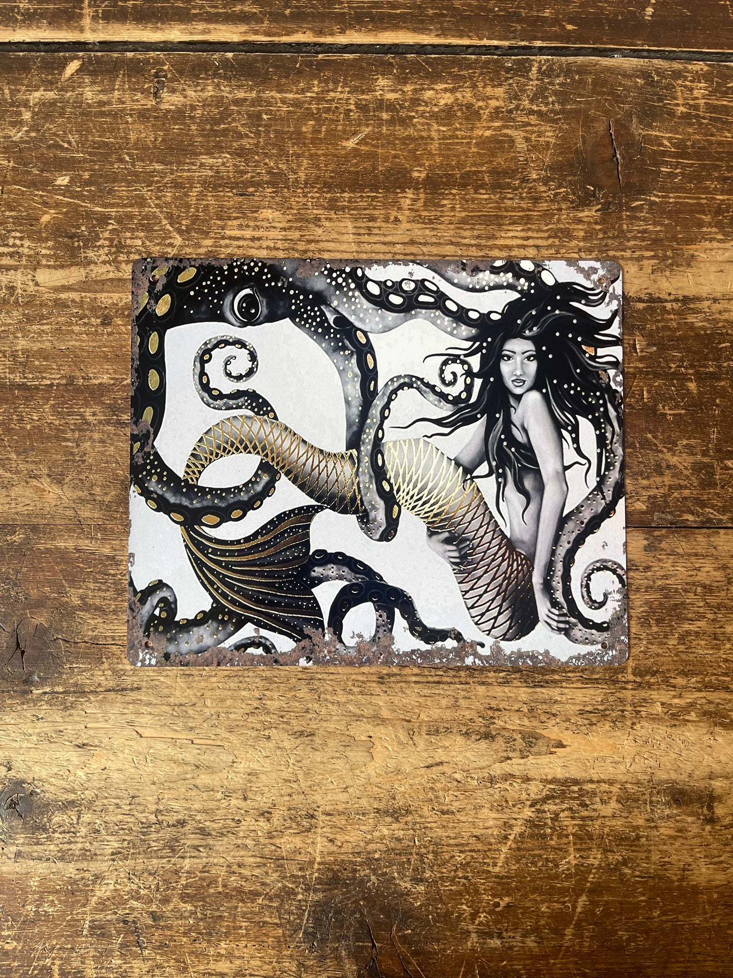 Mermaid Octopus | Metal Sign Plaque Sea Bathroom 2