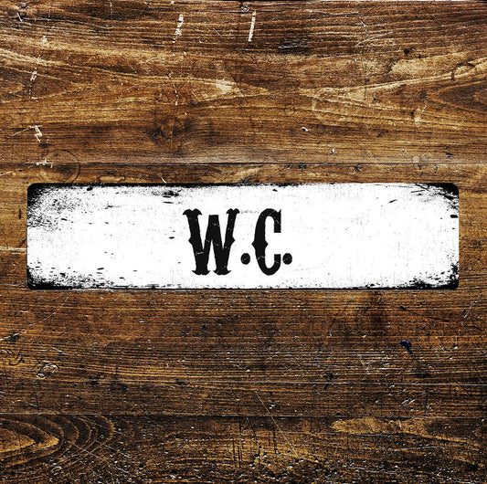 WC Bathroom Sign Metal Long Sign Plaque