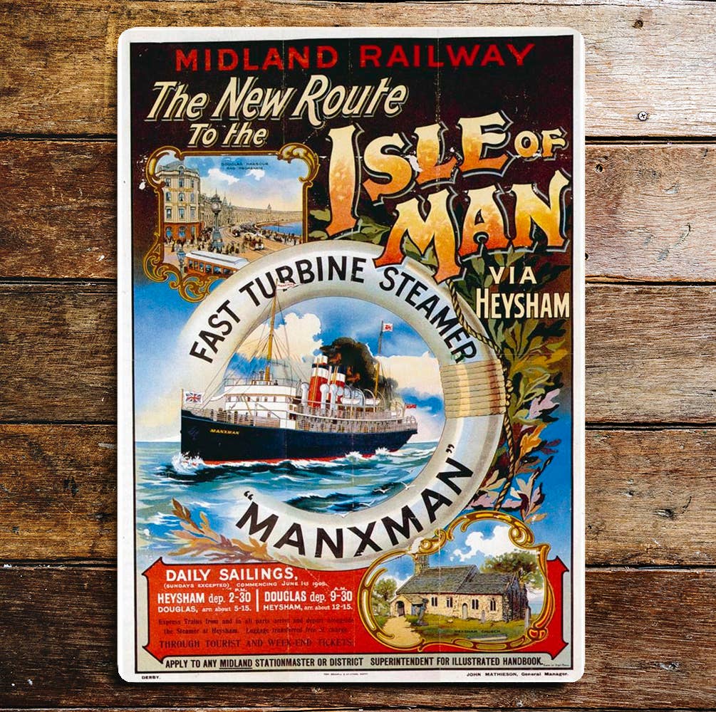 Isle Of Man Travel Ship | Metal Travel Wall Sign