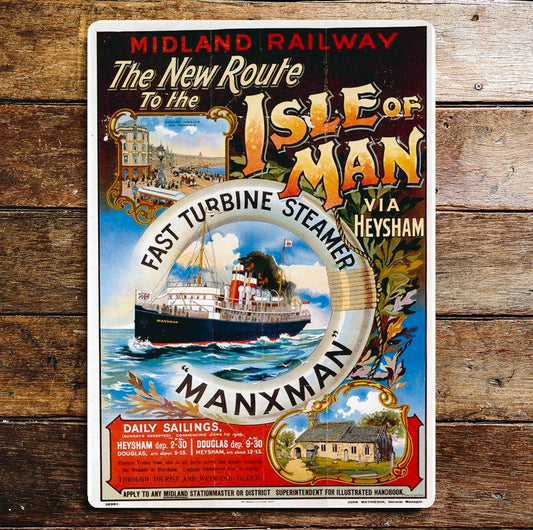 Isle Of Man Travel Ship | Metal Travel Wall Sign