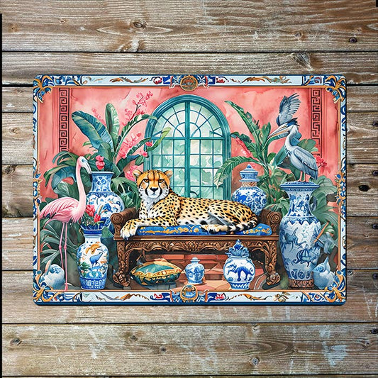 Vibrant Cheetah Exotic | Watercolour | Metal Sign Plaque