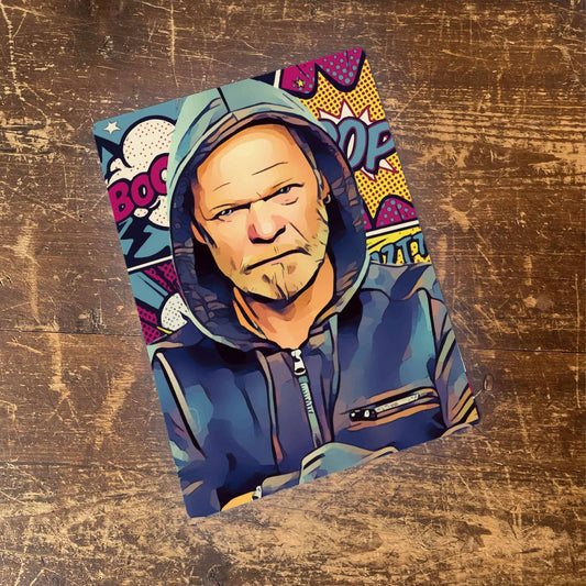 Pop Art Comic Style Face Hero Metal Pop Art Wall Sign