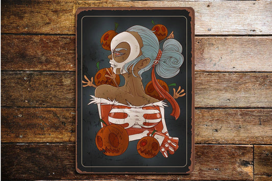 Halloween Sexy skeleton | Metal Vintage Wall Sign