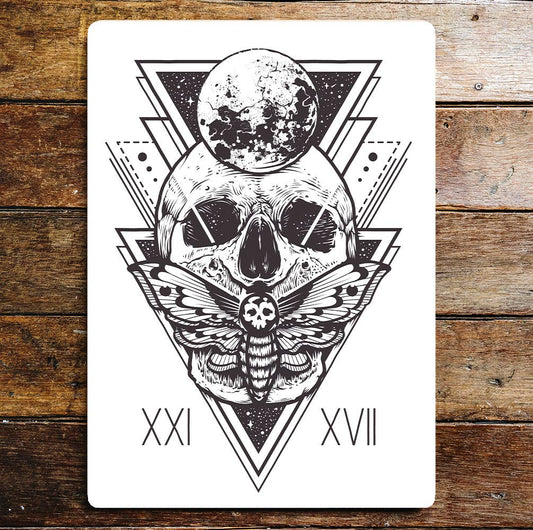 Skull Moth World Geometrical Metal Wall Sign
