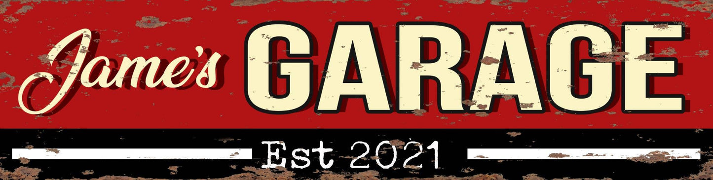 Name Garage Custom Metal Long Sign Plaque
