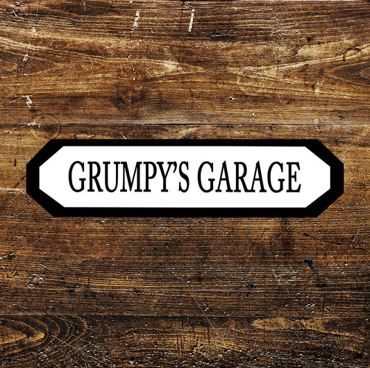 Grumpy's Garage Metal Long Sign Plaque