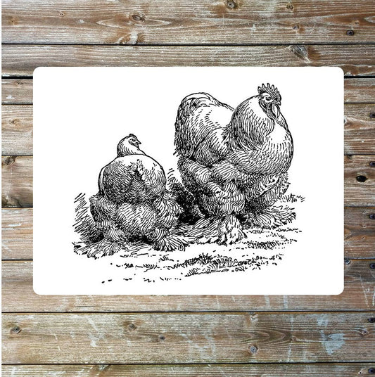 Chicken hen and cockerel vintage wall | Metal Sign Plaque