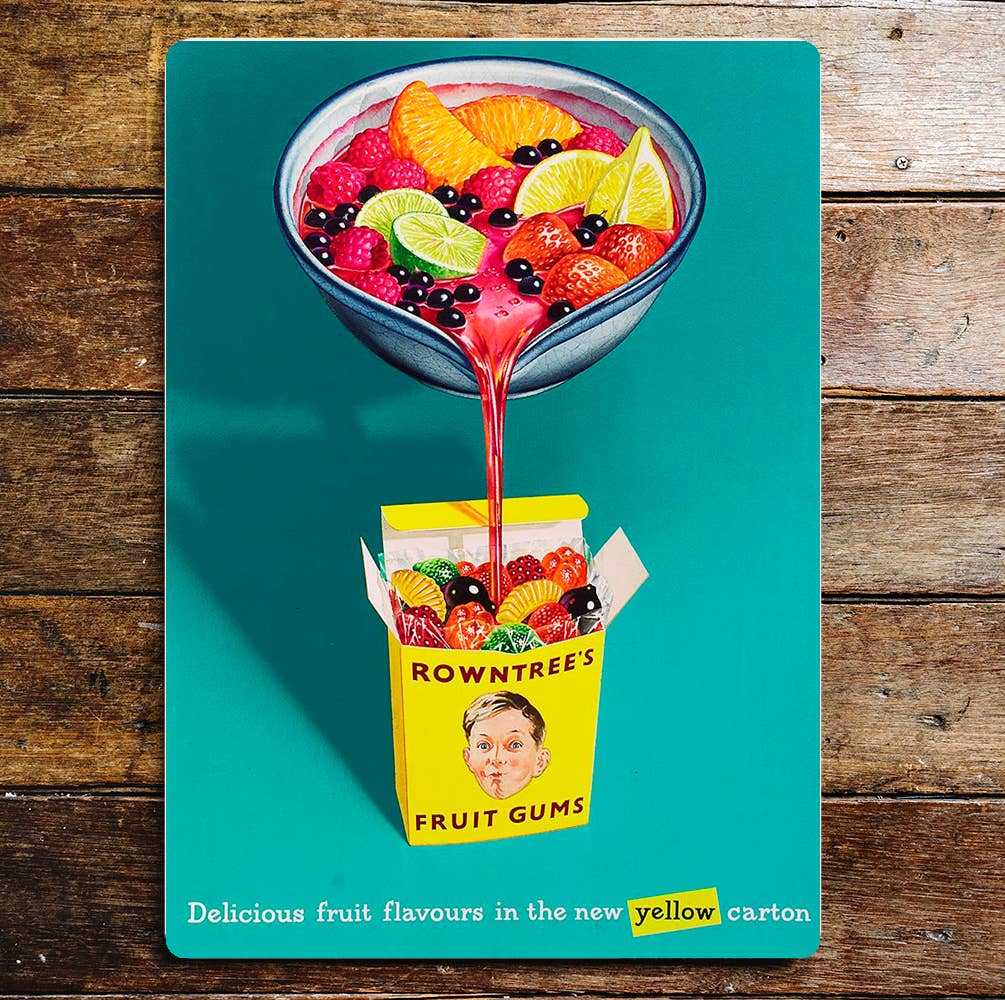 Rowntrees Fruit Gums Delicious Metal Sign