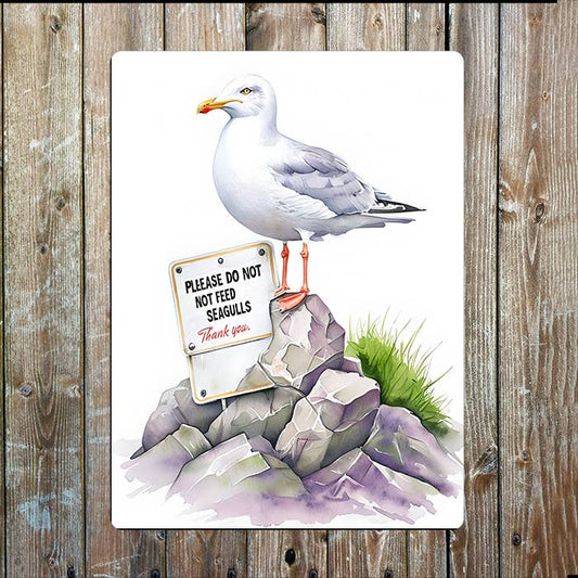 No Feeding Seagull Sea Nautical | Metal Sign Plaque