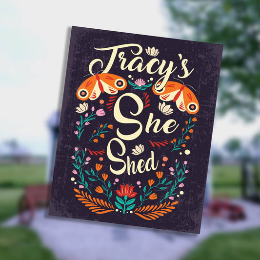 Personalised Name She Shed Metal Wall Sign