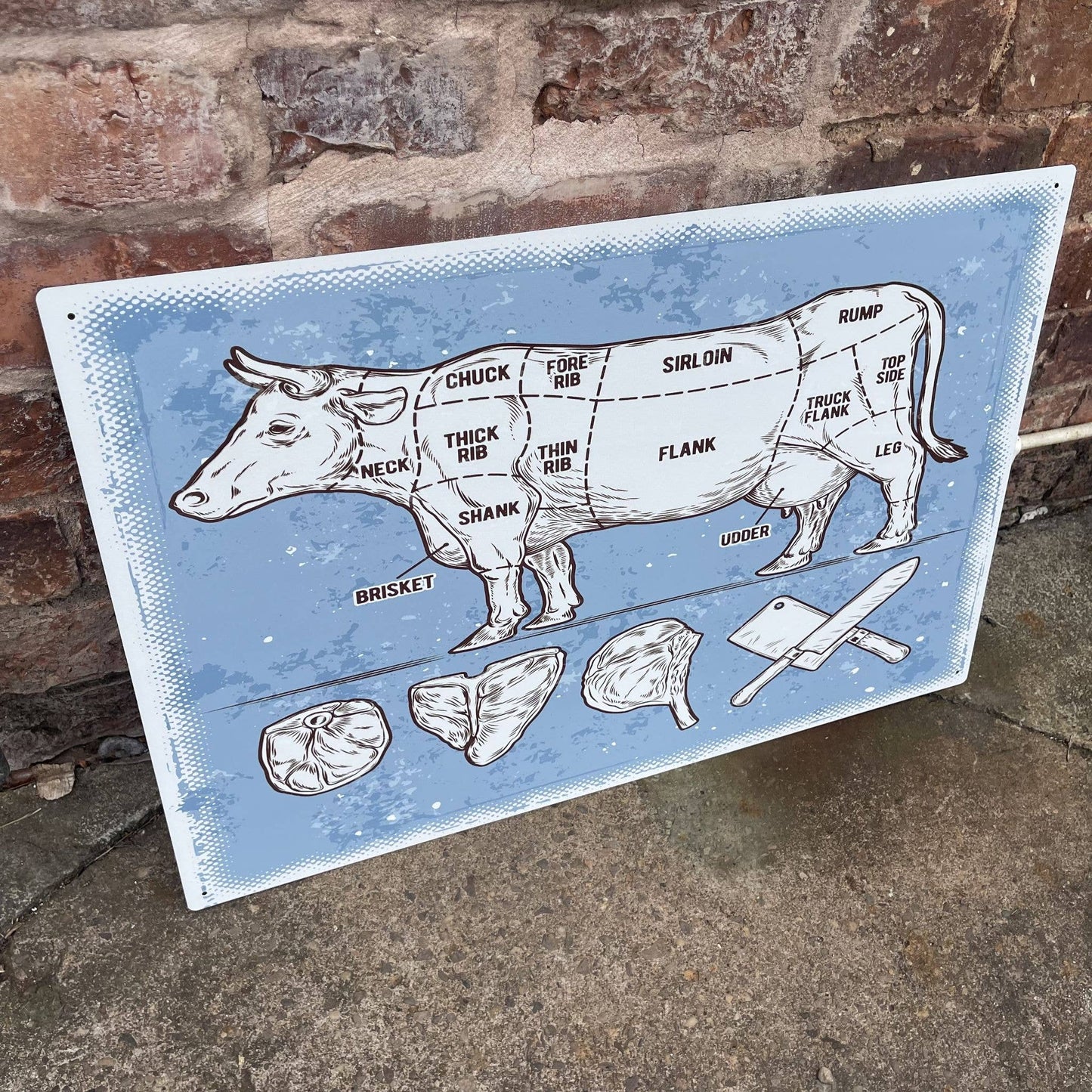 Farmhouse Butchers Cuts Of Cow Beef | Metal Sign