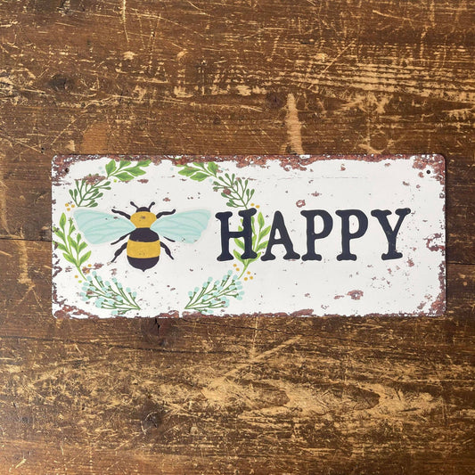 Bee Happy - | Metal Advertising Wall Sign