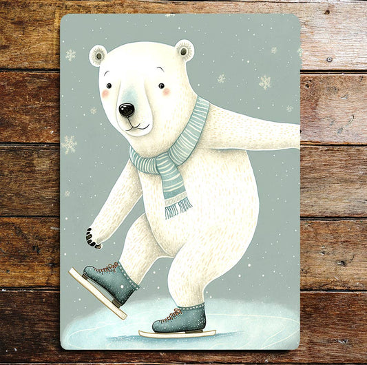 polar bear ice skate Metal Sign Plaque