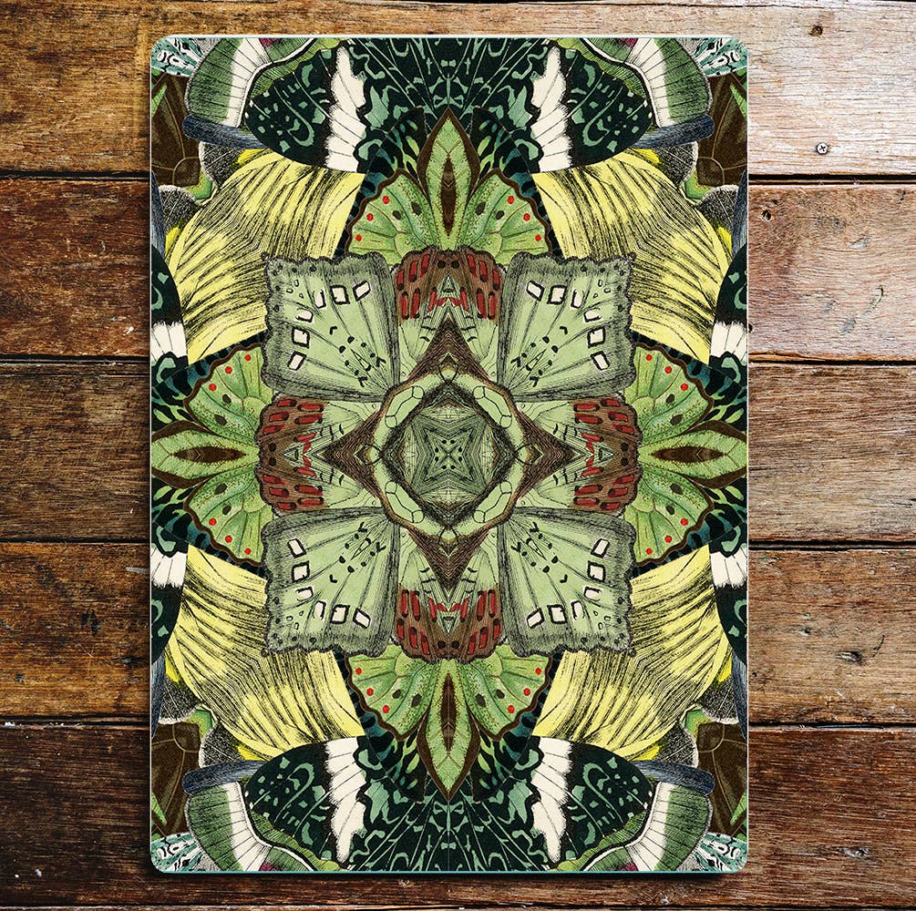 Green Butterfly Abstract Pattern | Metal Sign Plaque