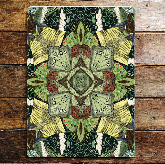 Green Butterfly Abstract Pattern | Metal Sign Plaque