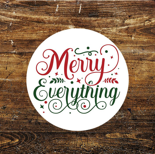 Merry Everything Christmas Xmas Circle Metal Sign