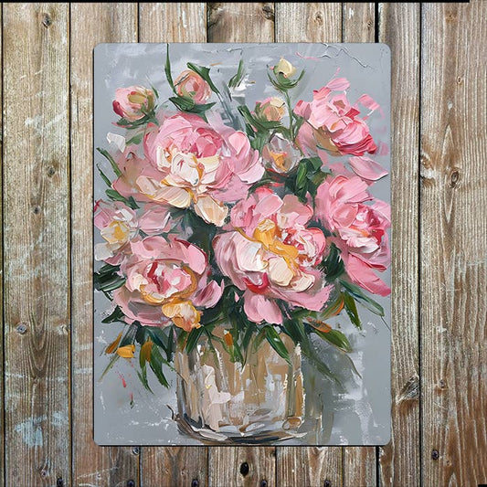 Bouquet of Lush Flowers Painting | Metal Sign Plaque