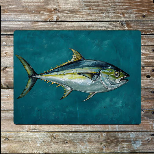 Tuna Fish Blue Background Painting | Metal Sign Plaque