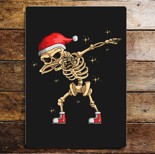 Skull dabbing Christmas Wall Metal Sign Plaque