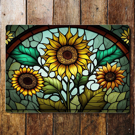 Window Sunflowers art | Metal Sign Plaque