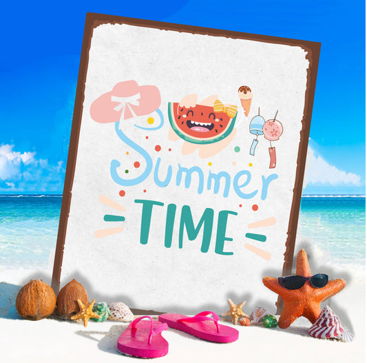 Summer Time Hawaii Beach Sea Metal Wall Sign Plaque