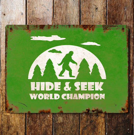 Hide and Seek Bigfoot | Metal Wall Sign Plaque