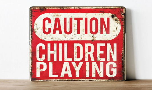 Cation Children Playing Kids Playground | Metal Sign Plaque
