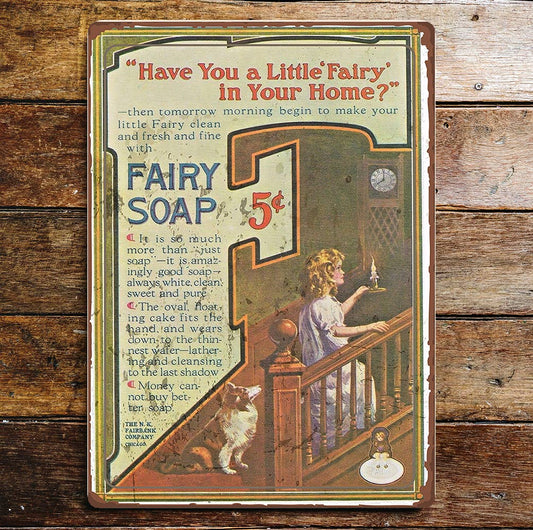 Fairy Soap Bedtime Girl And Dog | Metal Wall Sign
