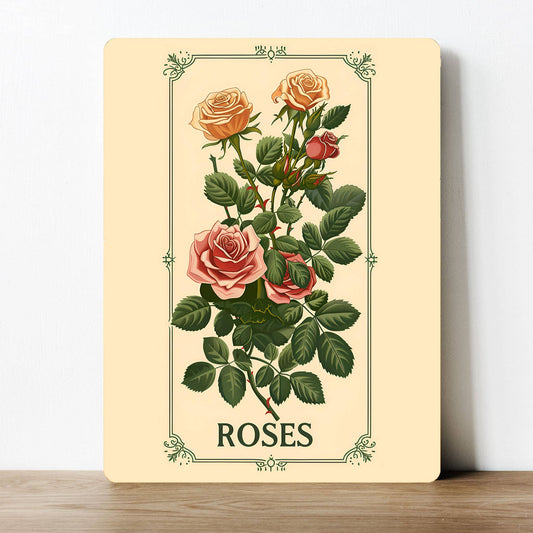Roses Flower Floral Vintage | Metal Sign Plaque