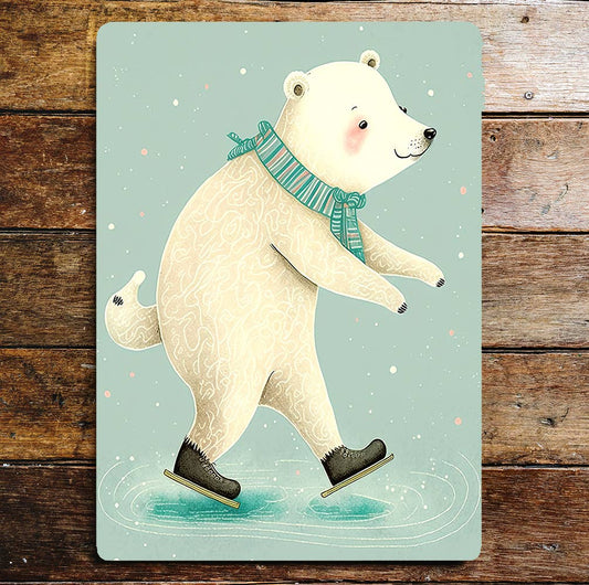 Polar bear Winter Snow Metal Sign Plaque