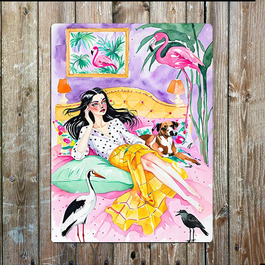 Vibrant Bedroom Tropical | Watercolour | Metal Sign Plaque