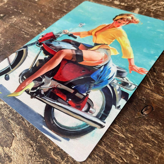 Pinup Girl Garage Motorbike bike Metal Sign