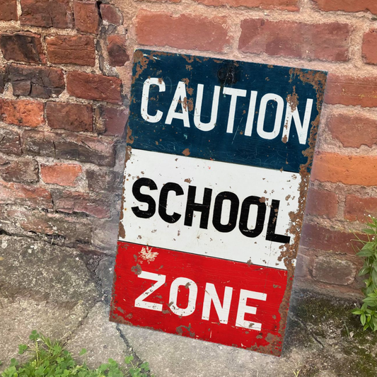 Caution School Zone | Metal Advertising Wall Sign