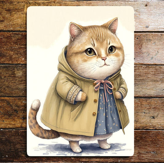 Cute Cat Girl Coat Dress Tail | Metal Sign Plaque