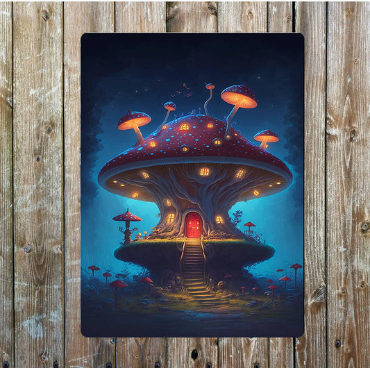 Alice in Wonderland magic mushroom art | Metal Sign Plaque