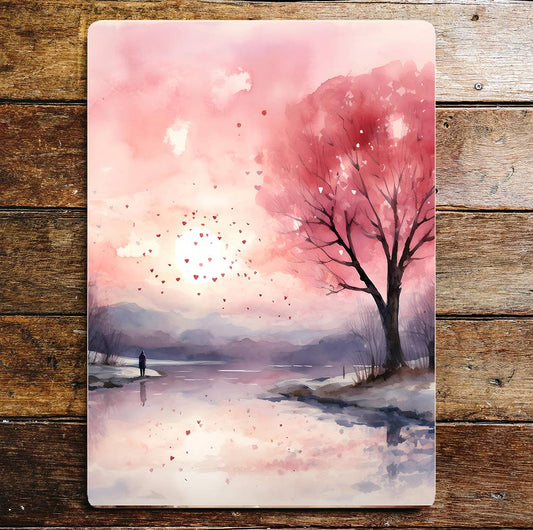 Pretty pink landscape love Valentine Metal Sign Plaque