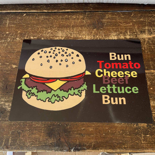 Burger Bun Tomato Cheese Beef Lettuce | Metal Sign