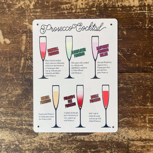 Classic Cocktail Prosecco Recipe | Metal Sign