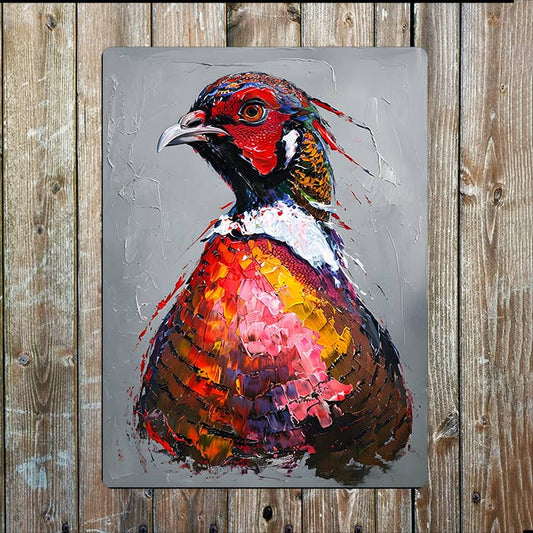 Painting Of A Pheasant Metal Sign Plaque
