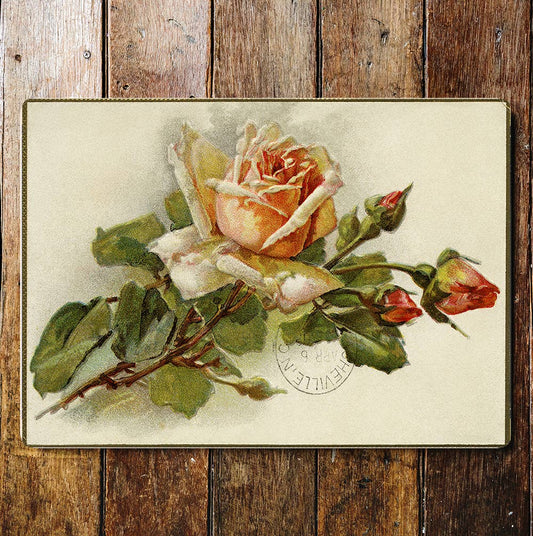 Roses Stem Metal Wall Sign Plaque