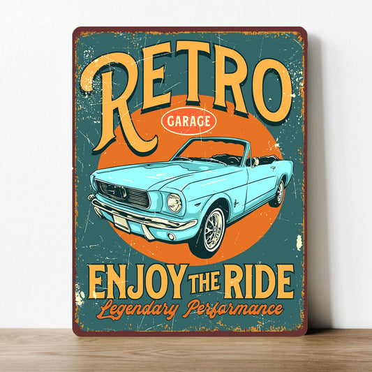 Retro Garage Enjoy the Ride Car Metal Sign Plaque