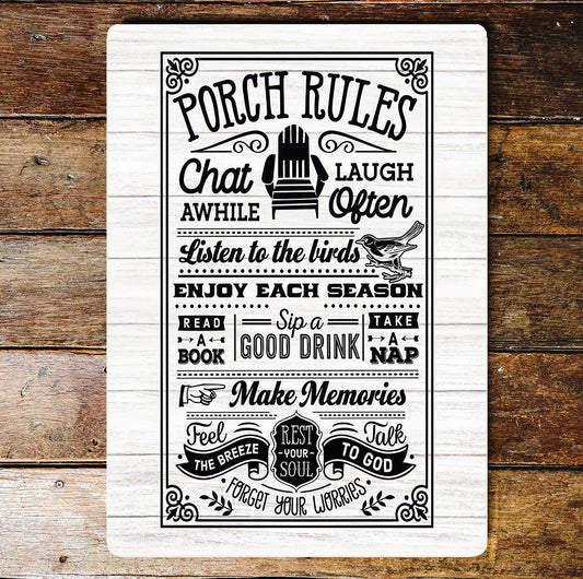 Porch rules Metal Vintage Wall Sign