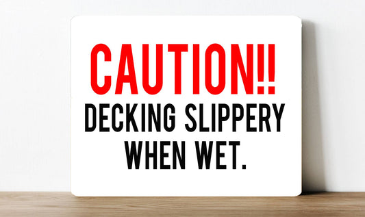 Caution Deck slippery when wet pool swim | Metal Sign Plaque