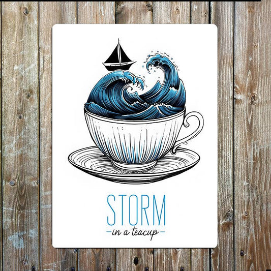 Storm in a teacup Nautical Metal Sign Plaque