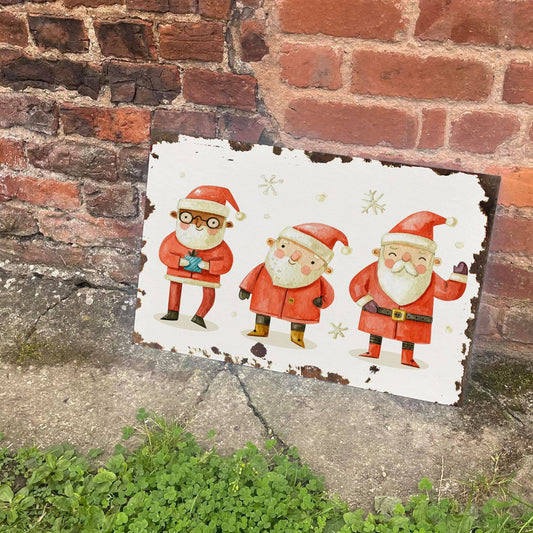 Watercolour Santa Christmas | Metal Vintage Wall Sign