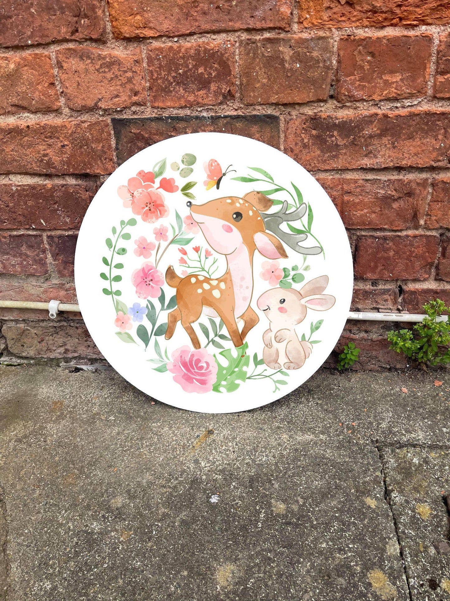 Watercolour Animals Circle Metal Sign