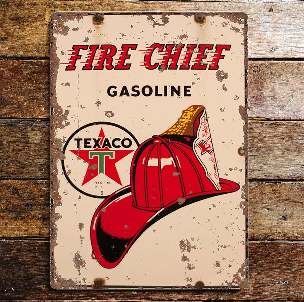 Fire chief gasoline Texaco | Metal Sign plaque