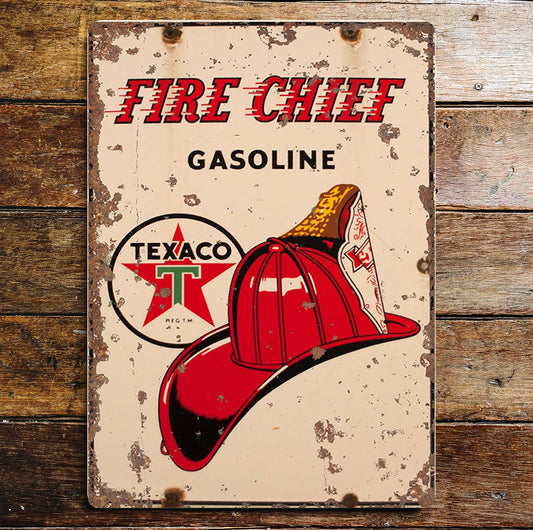 Fire chief gasoline Texaco | Metal Sign plaque
