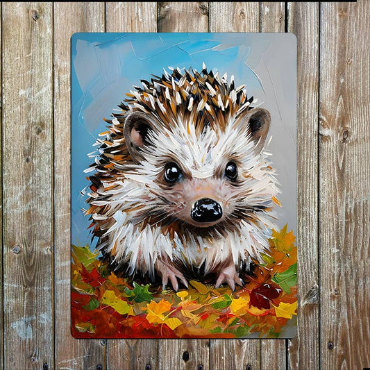 Painting Of A Hedgehog Metal Sign Plaque