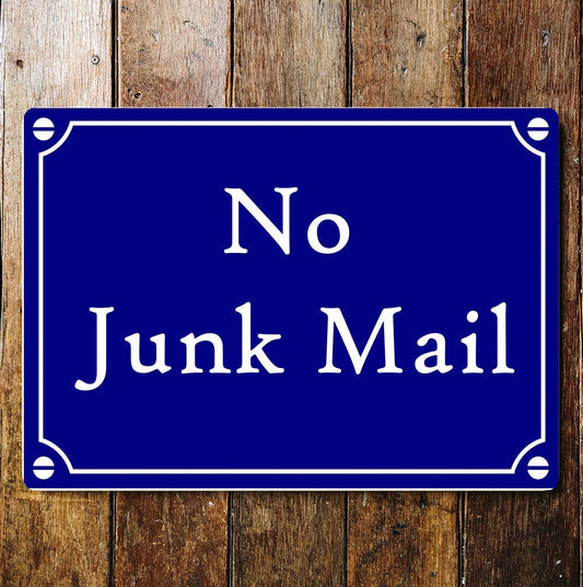 No Junk Mail Blue Art Sign Plaque